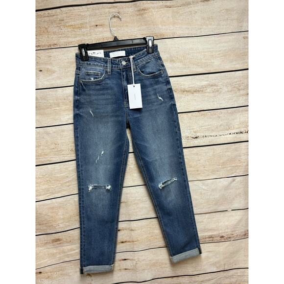 Vervet Womens Mom Jeans Size 24 Blue Erika Stretch New Distressed Medium Wash - Picture 10 of 16